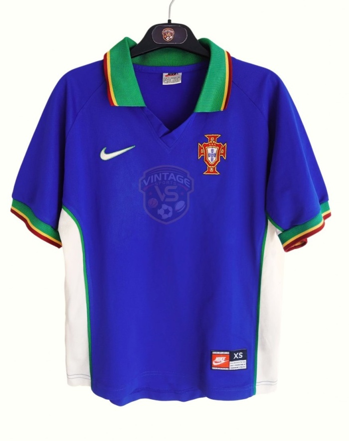 Portugal 1998 Away Blue Soccer Jersey