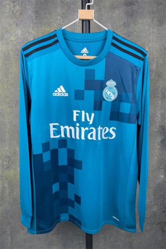 Real Madrid 17/18 Third Blue Long Soccer Jersey