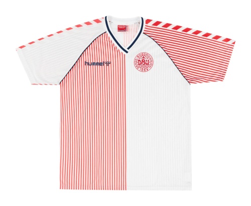 Denmark 1986 Away Red/White Soccer Jersey