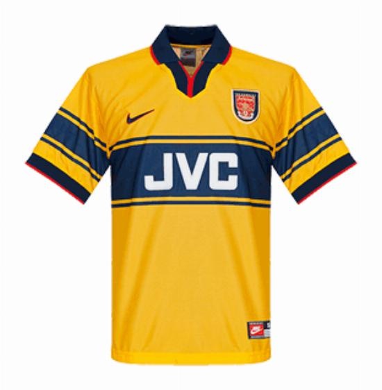 Arsenal 97/98 Away Yellow Soccer Jersey