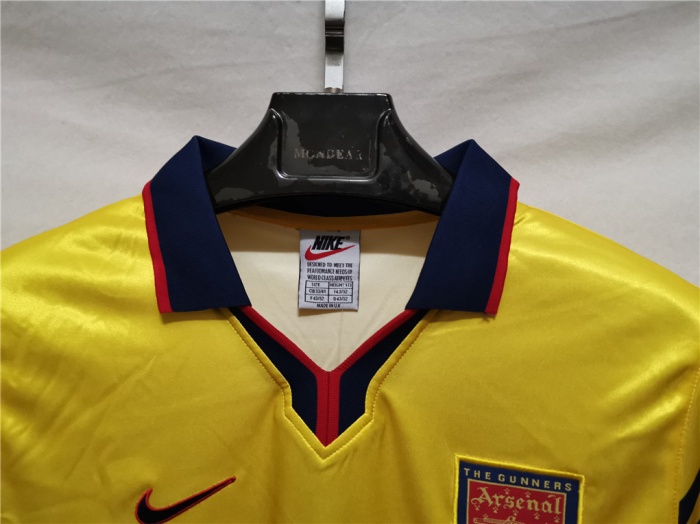 Arsenal 97/98 Away Yellow Soccer Jersey