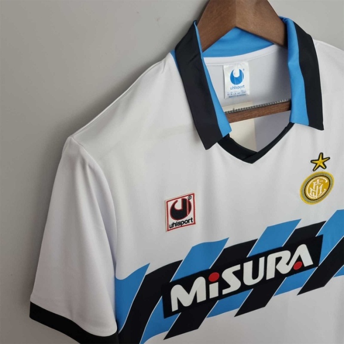 Inter milan 90/91 Away White Soccer Jersey
