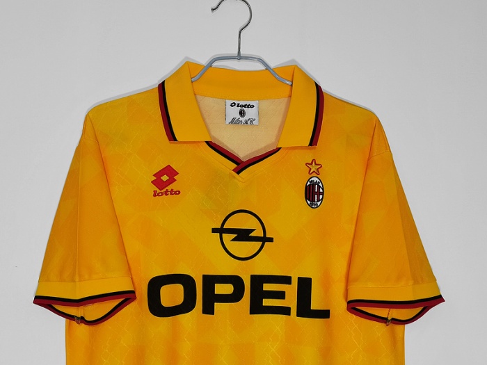 AC Milan 95/96 Third Yellow Soccer Jersey