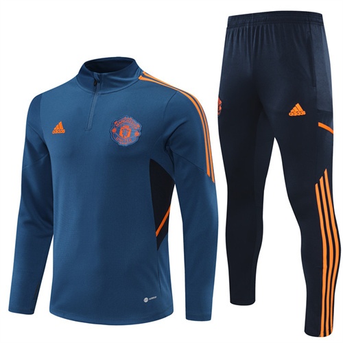 Kids Manchester Utd 22/23 Tracksuit - Navy Blue/Orange