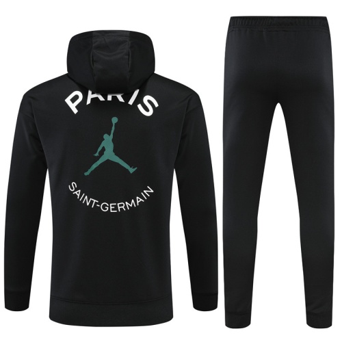 Kids Paris St Germain 22/23 Hoodie Tracksuit - Black/White/Green