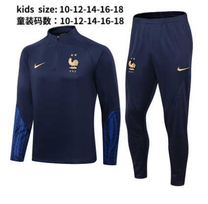 Kids France 22-23 Tracksuit - Dark Blue