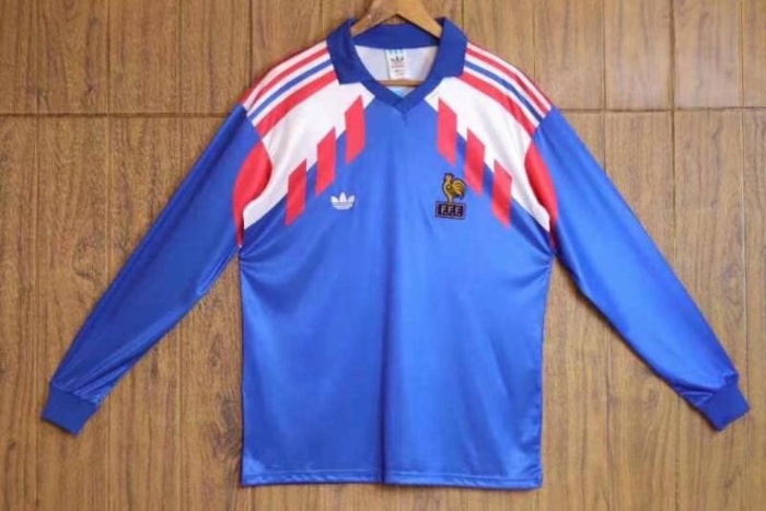 France 90/92 Home Long Soccer Jersey