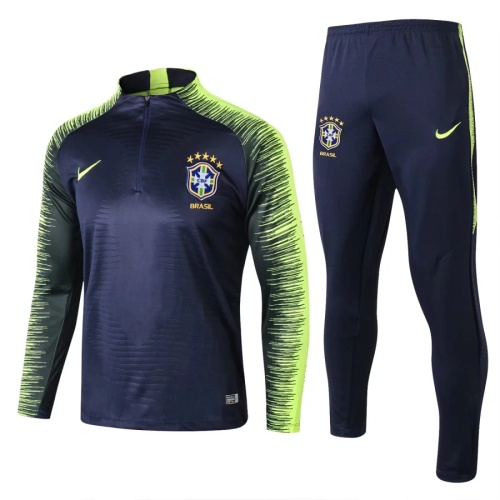 BRAZIL ROYAL BLUE STRIPE TRAINING SOCCER TRACKSUIT 2018/19