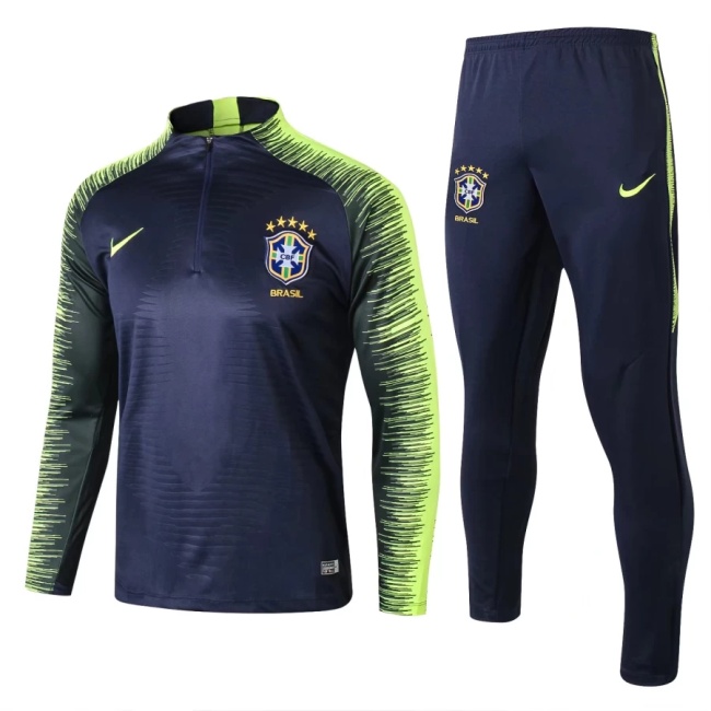 BRAZIL ROYAL BLUE STRIPE TRAINING SOCCER TRACKSUIT 2018/19