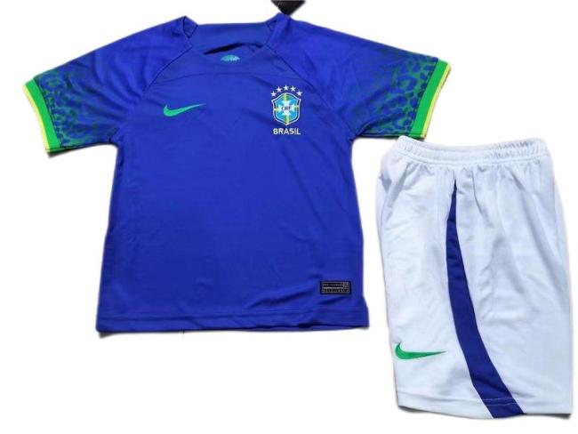 Kids-Brazil 2022 World Cup Away Soccer Jersey