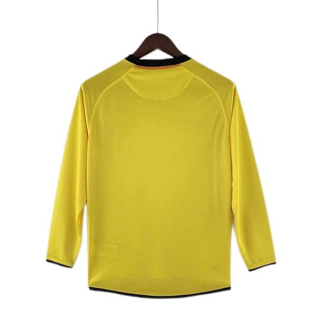 Barcelona 08/09 Away Yellow Long Soccer Jersey