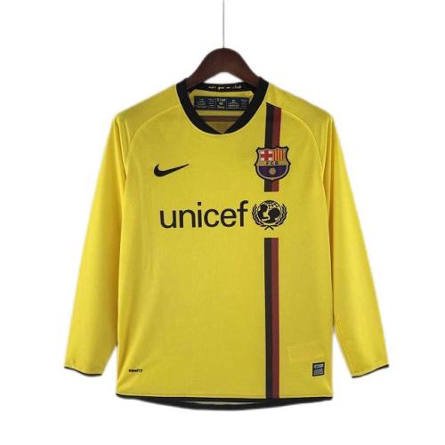 Barcelona 08/09 Away Yellow Long Soccer Jersey