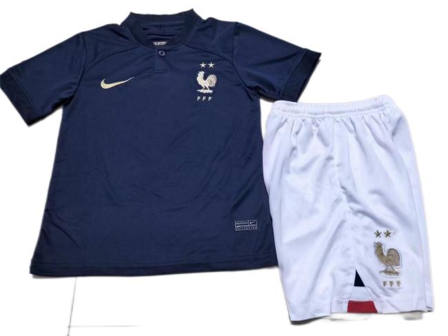 Kids-France 2022 World Cup Home Soccer Jersey