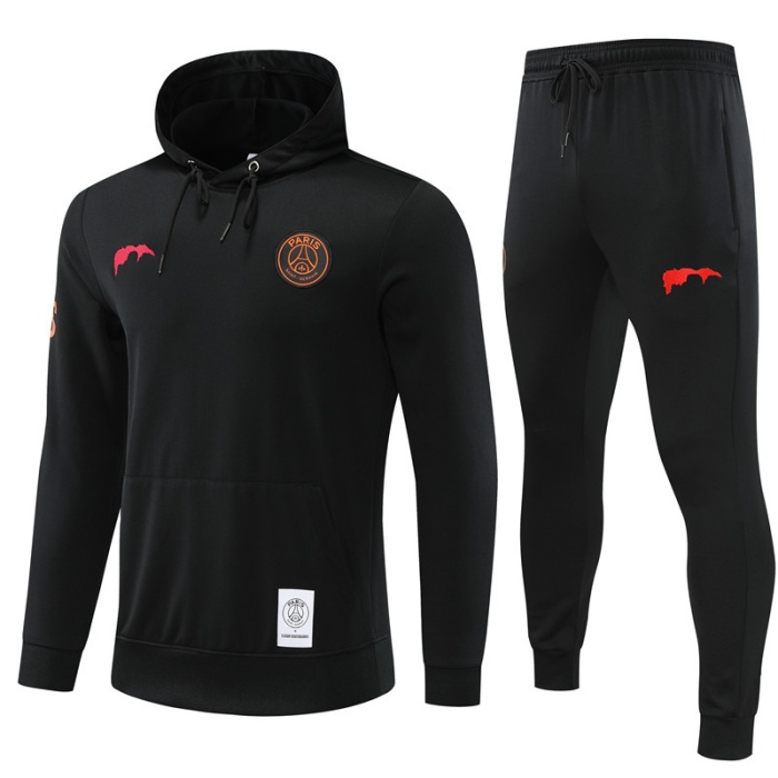 Kids Paris St Germain 22/23 Hoodie Tracksuit - Black/Orange