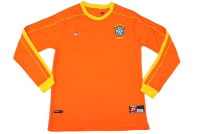 Brazil 1998 World Cup GK Orange Long Soccer Jersey