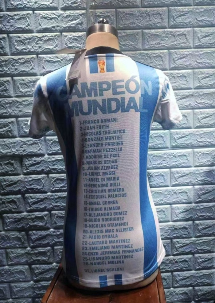 Argentina Woman 2022 World Cup Home 3 Stars Champion
