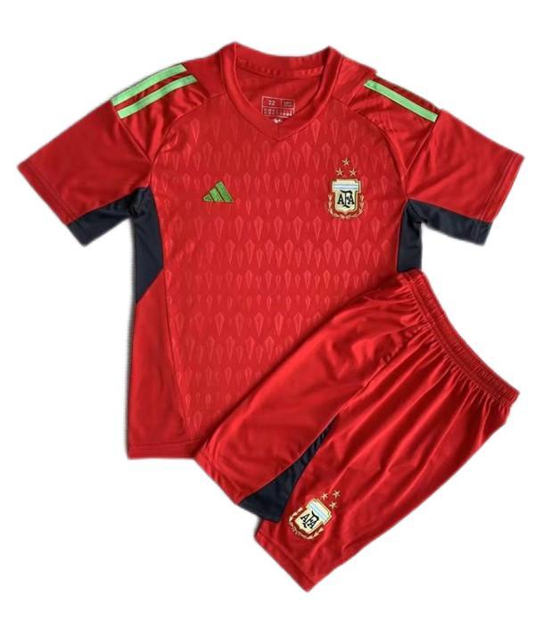 Kids-Argentina 2022 World Cup GK Red 3 Stars Soccer Jersey