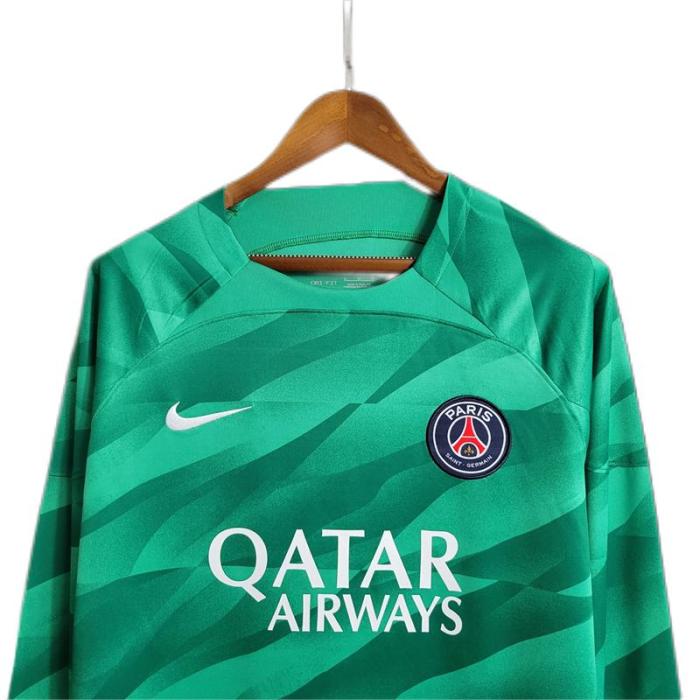 23-24 Long Sleeve PSG Green Goalkeeper Soccer Jersey