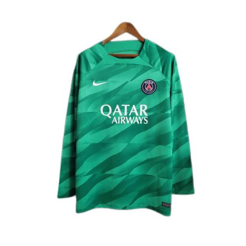 23-24 Long Sleeve PSG Green Goalkeeper Soccer Jersey