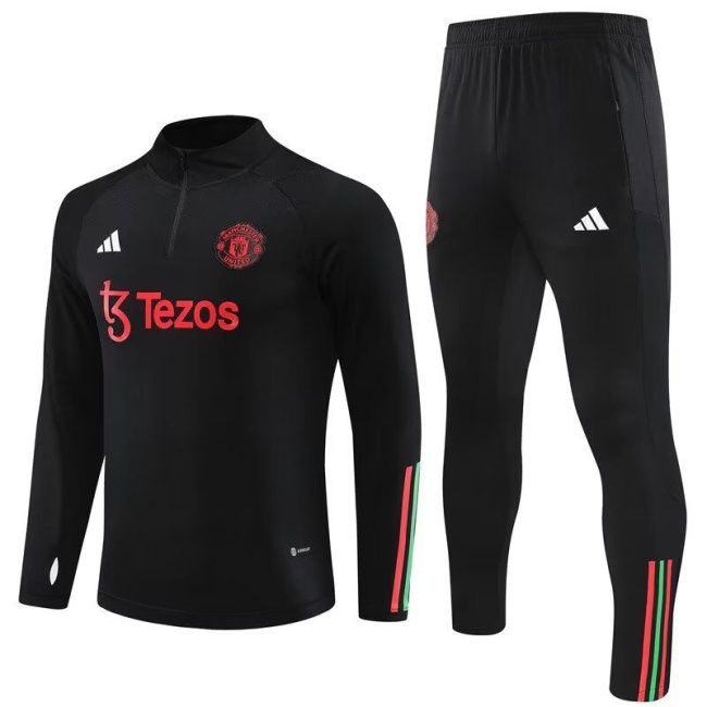 Kids Manchester Utd 23/24 Tracksuit - Black/Red