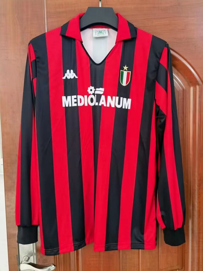 AC Milan 88/89 Home Long Soccer Jersey