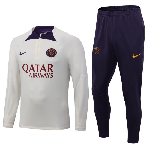 Paris St Germain 23/24 Tracksuit - White/Navy Blue