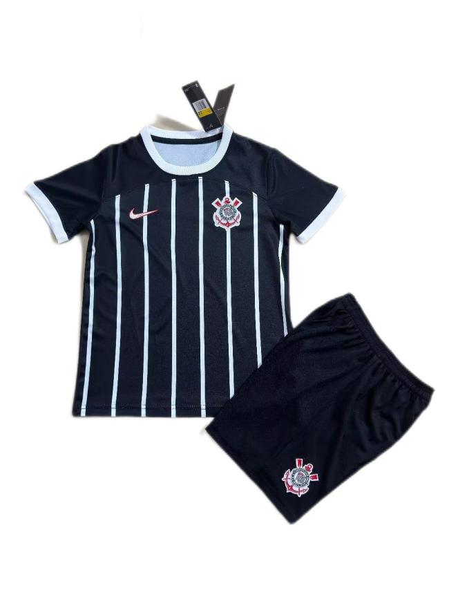 Kids-Corinthians 23/24 Away Black/White Soccer Jersey