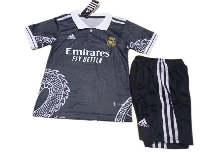 Kids-Real Madrid 23/24 Black Training Soccer Jersey