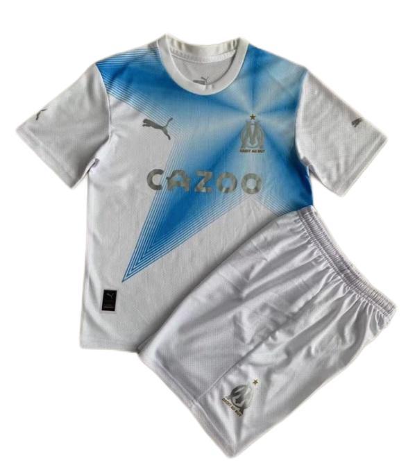 Kids-Marseilles 23/24 Special White/Blue Soccer Jersey