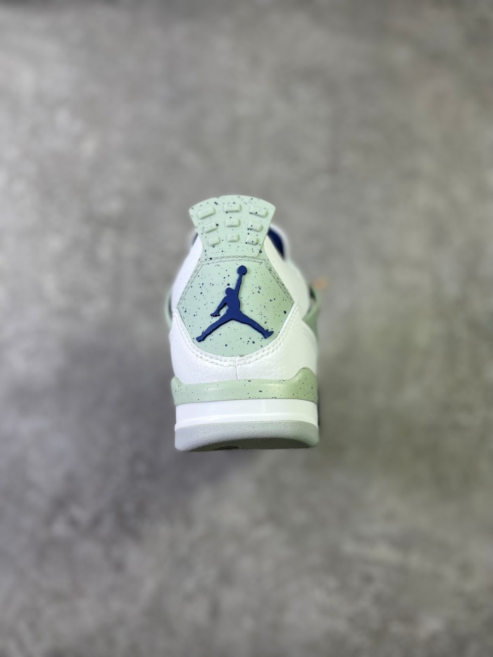 Air Jordan 4 AJ4 white blue midnight blue splash ink retro basketball shoes