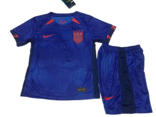 Kids-USA 2023 Away Dark Blue Soccer Jersey