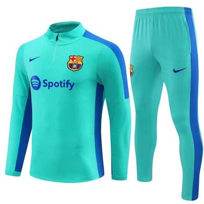 Kids Barcelona 23/24 Tracksuit - Lake Green/Blue