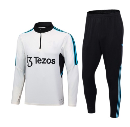 Kids Manchester Utd 23/24 Tracksuit - White/Black/Blue