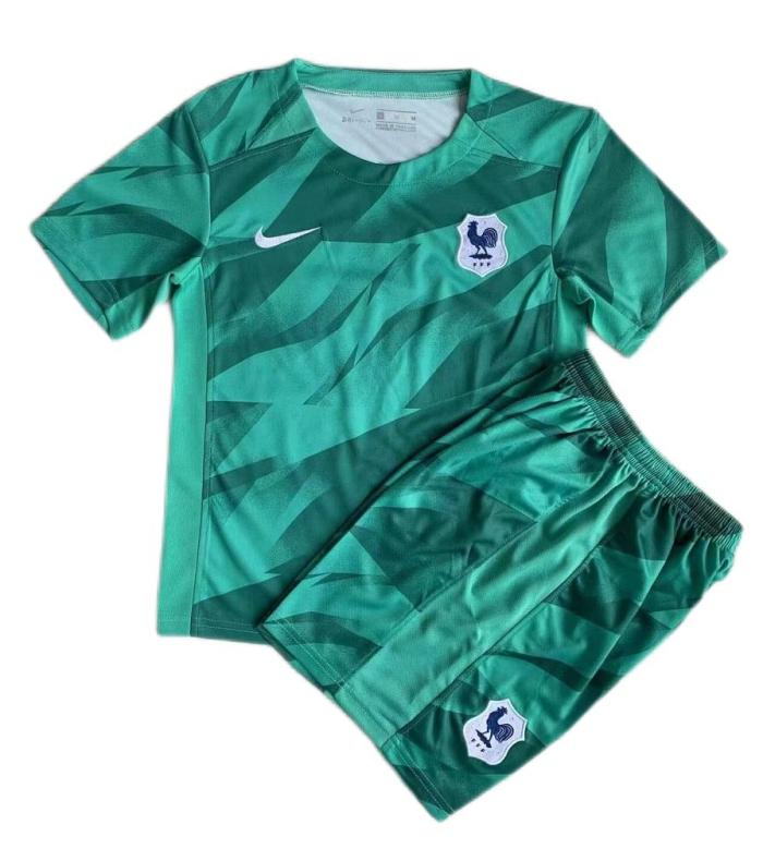Kids-France 2023 GK Green Soccer Jersey