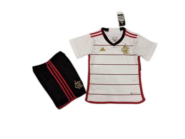 Kids-Flamengo 23/24 Away White Soccer Jersey