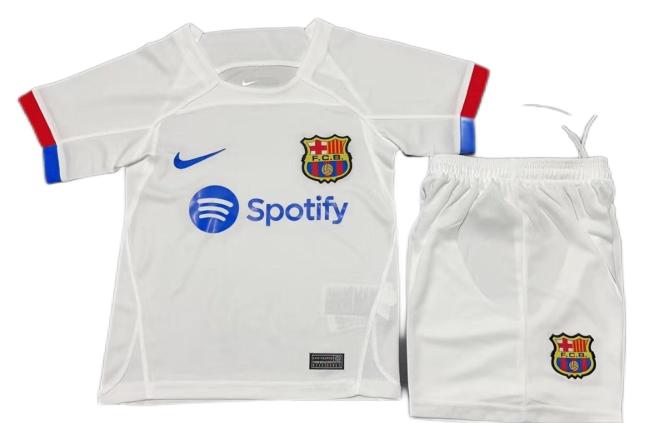Kids-Barcelona 23/24 Away White Leaked Soccer Jersey