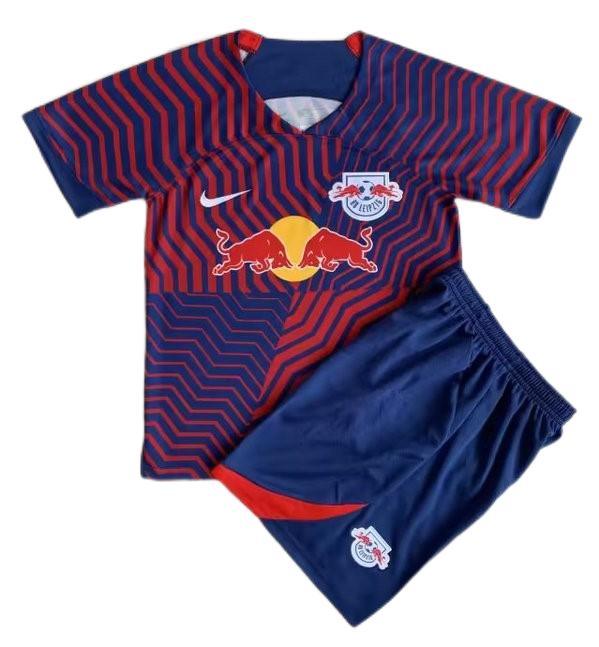 Kids-Leipzig RB 23/24 Away Red/Navy Blue Soccer Jersey