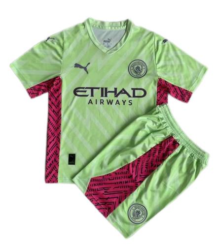 Kids-Manchester City 23/24 GK Green/Pink Soccer Jersey
