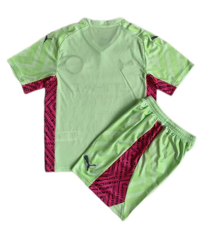 Kids-Manchester City 23/24 GK Green/Pink Soccer Jersey