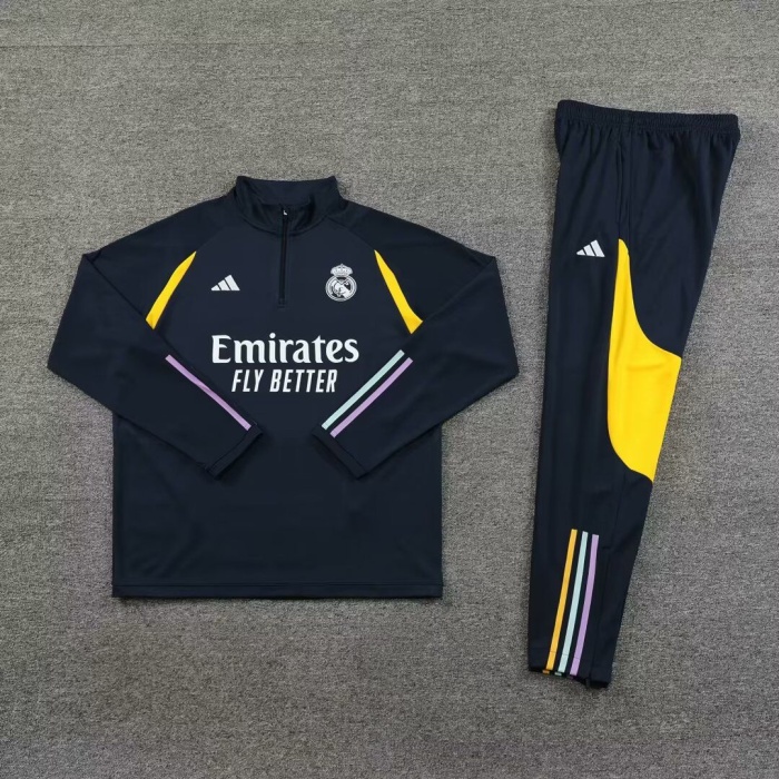 Real Madrid 23/24 Tracksuit - Navy Blue/Yellow