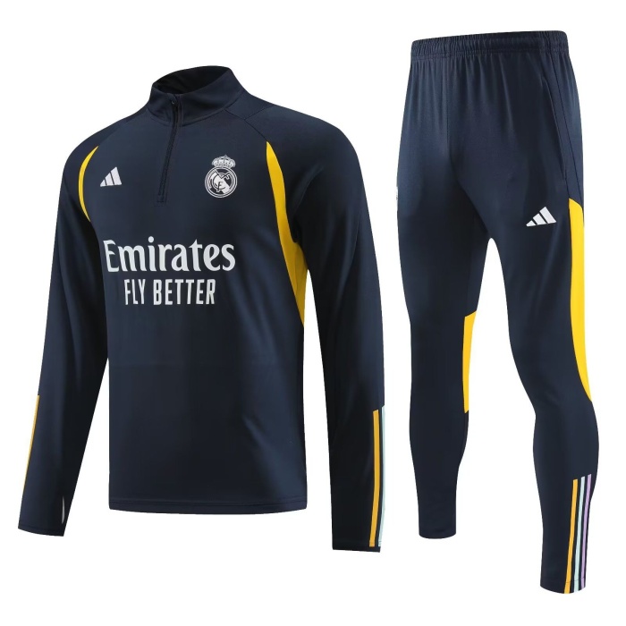 Real Madrid 23/24 Tracksuit - Navy Blue/Yellow