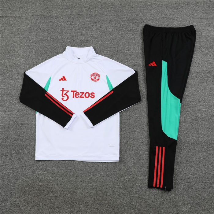 Man Utd 23/24 Tracksuit - White/Green/Black