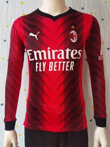 AC Milan 23/24 Home Long Soccer Jersey(Player)