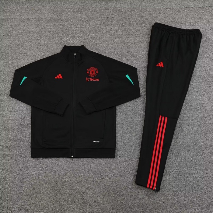 Man Utd 23/24 Tracksuit - Black/Red/Green