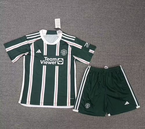 Kids-Manchester Utd 23/24 Away Dark Green Leaked Jersey
