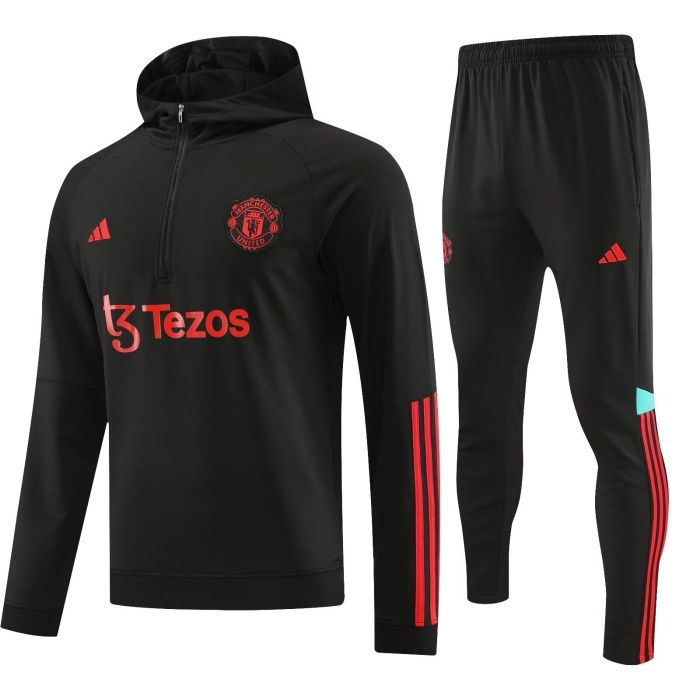 Manchester Utd 23/24 Hoodie Tracksuit - Black/Red