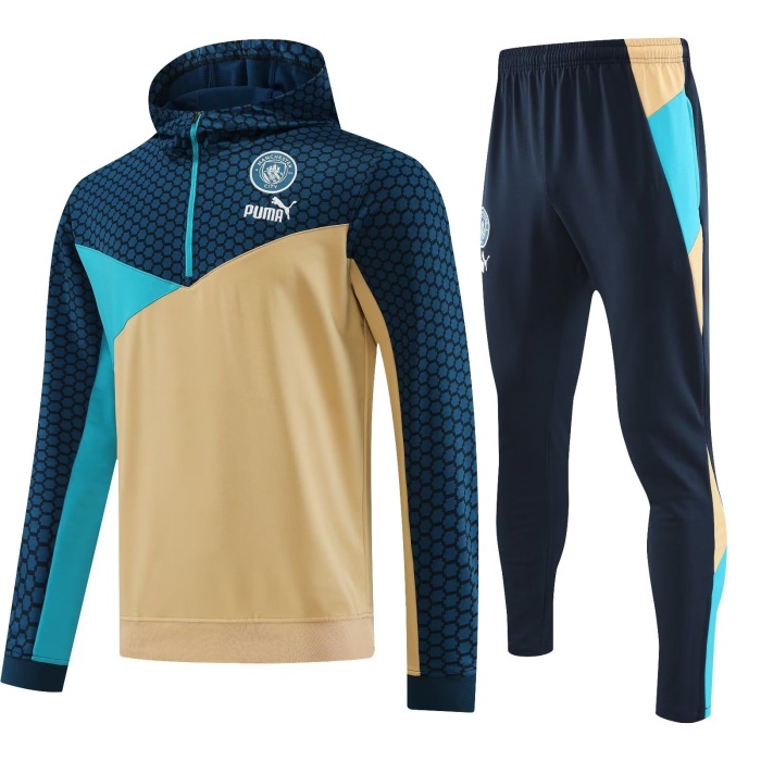 Manchester City 23/24 Hoodie Tracksuit - Brown/Blue