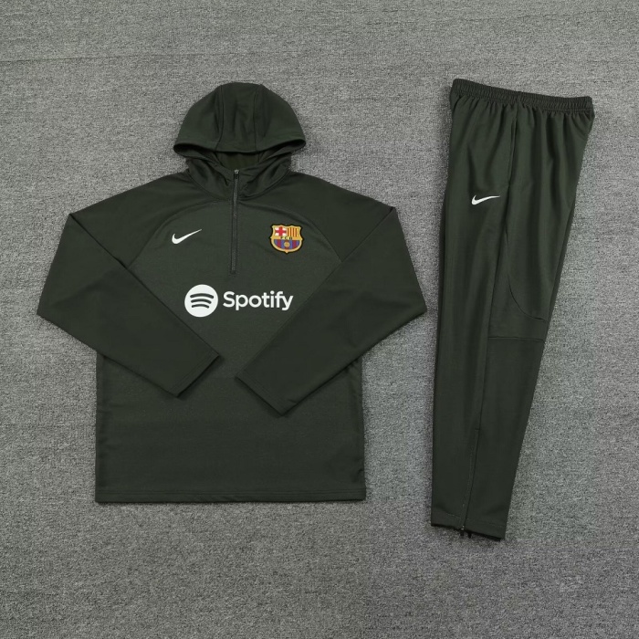 Barcelona 23/24 Hoodie Tracksuit - Dark Green