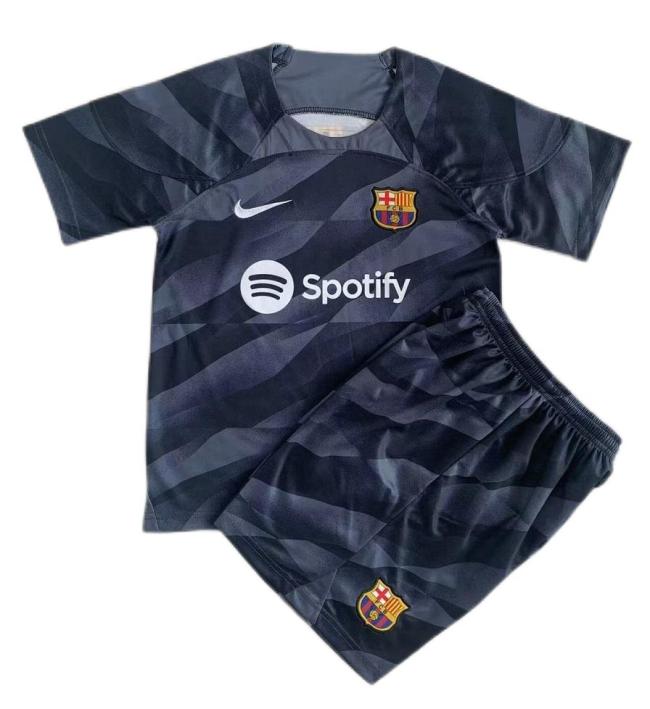 Kids-Barcelona 23/24 GK Black Soccer Jersey