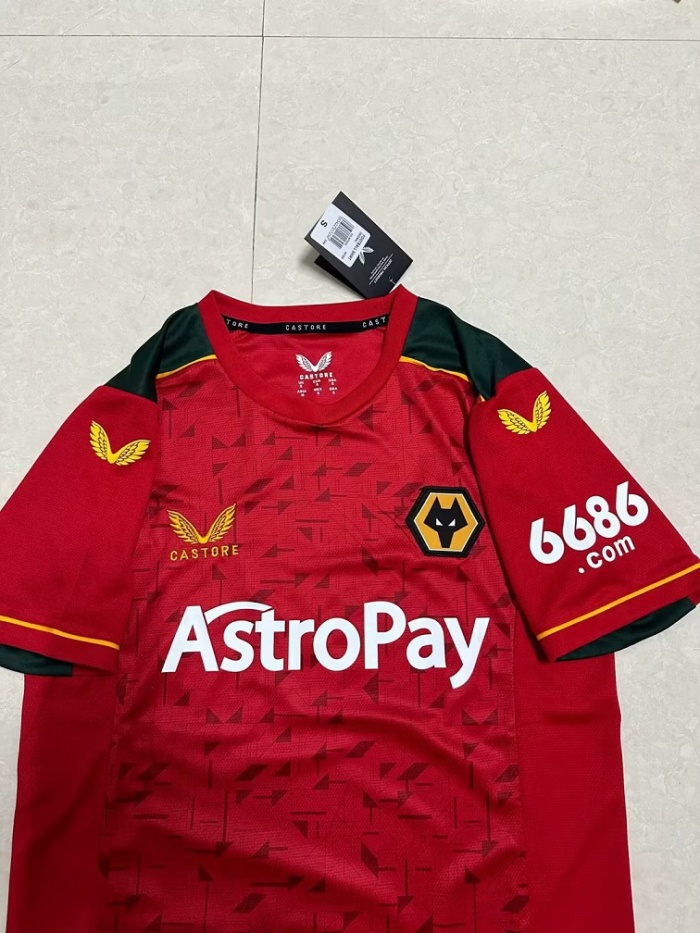 Wolves 23/24 Away Red Soccer Jersey